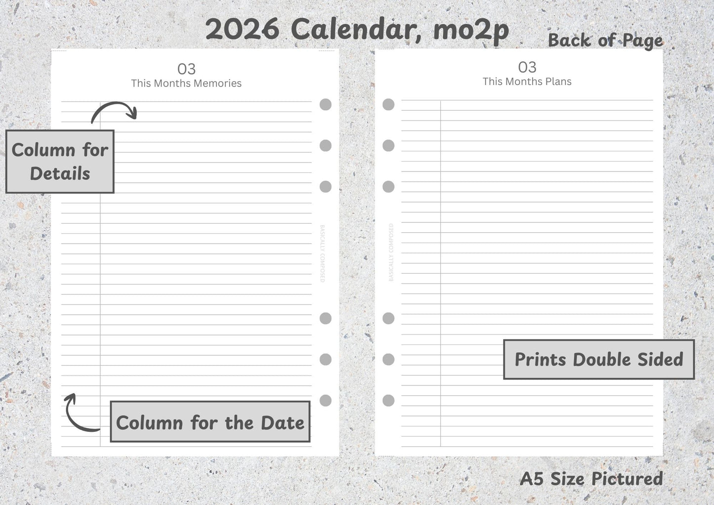 2026 Calendar, Month on Two Pages, Mon Start