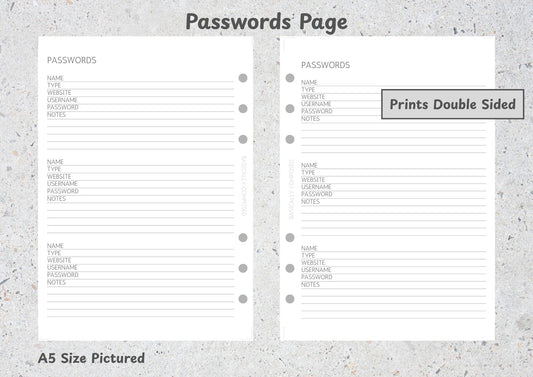 Basic Passwords Page